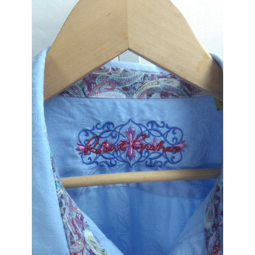 Robert Graham Blue Pattern Button Front Party Shi… - image 2